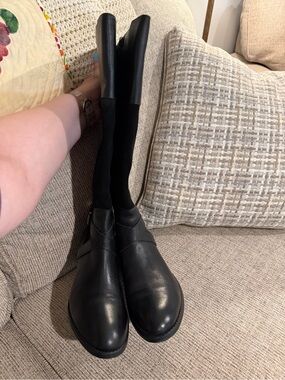 Lauren Ralph Lauren Maryann Black Leather & Suede Knee-High Boots Size 9B EUC!